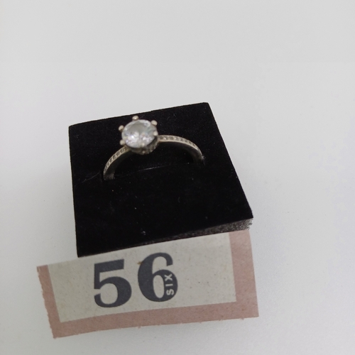 56 - Ladies Silver Ring with White Stones
Size O