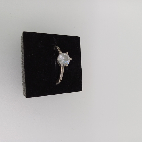 56 - Ladies Silver Ring with White Stones
Size O