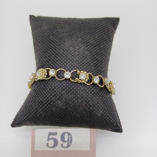 59 - Very Pretty Silver Bracelet with White Stones