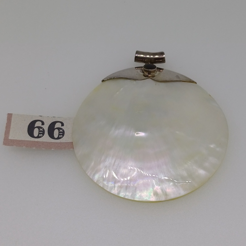 66 - Beautiful Disk Design Mother Of Pearl Pendant 
- Circa 1970's
- Size 7cm