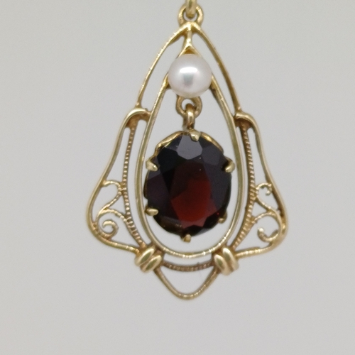 70 - This is a Very Beautiful Garnet and Pearl Pendant.
- Circa 1950's
- 9ct Gold