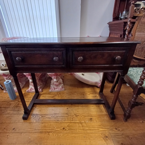 77 - Ercol Dark Side Table / Console Table with two drawers
Size: W - 115cm D - 47.5 - H 85cm