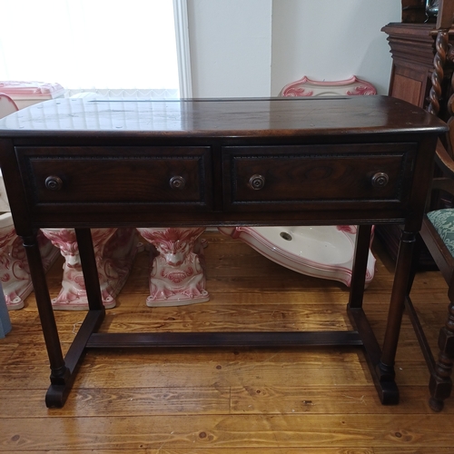 77 - Ercol Dark Side Table / Console Table with two drawers
Size: W - 115cm D - 47.5 - H 85cm