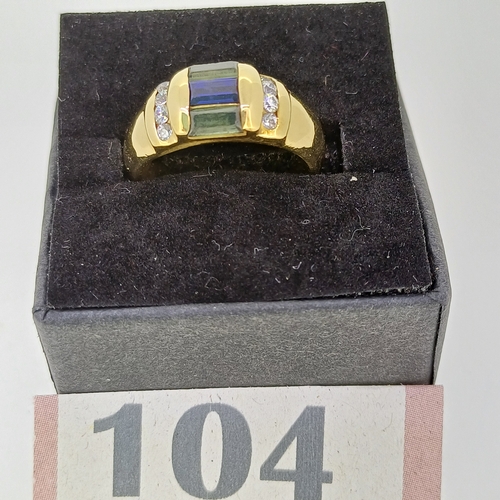 104 - Ladies Sapphire  and Tourmaline Ring
- Circa 1990's
- 18ct Gold
- Size J