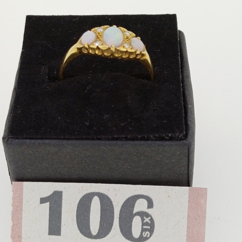 106 - Ladies 1930's Opal and Diamond Ring
- Size R
- Weight 3 g