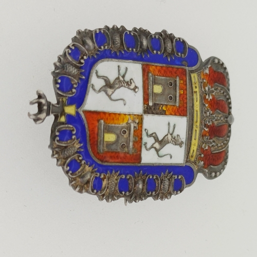 108 - Silver Coat of Arms Crest Brooch