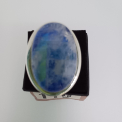 119 - Ladies Contemporary Silver Ring with a very pretty blue stone