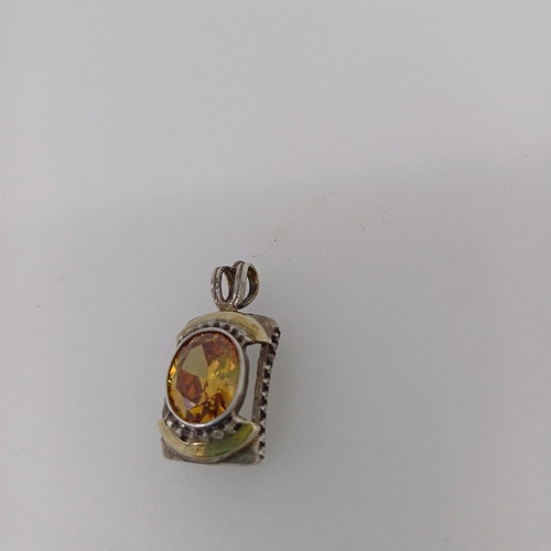 121 - This is a very pretty Citrine Crystal Stone set in Silver.