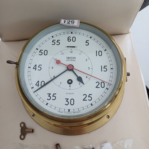 129 - Smith Astral Vintage Bulk Head Marine/Military Clock. With sets of keys