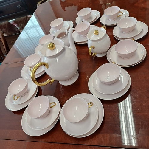 131 - This is a very pretty and fine Bone China Johann Haviland Bavaria Tea Set in a Light Pink with Gold ... 