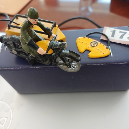 173 - AA Motor Bike, Side Car with Rider.  It is boxed but cannot see any makers name on the box.  Please ... 