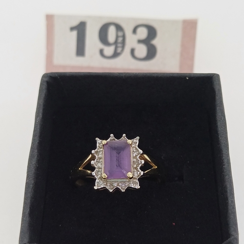 193 - A Ladies Beautiful Amethyst and Diamond Ring.
- 9ct gold
- Size N