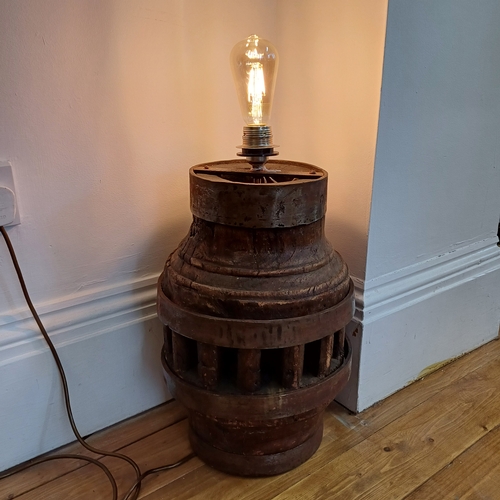 220 - A Victorian Cart Wheel Hub that has been converted into a Lamp.  This is heavy but as you can see fr... 