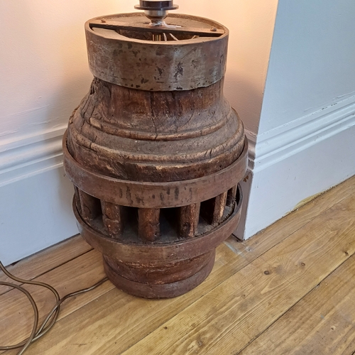 220 - A Victorian Cart Wheel Hub that has been converted into a Lamp.  This is heavy but as you can see fr... 