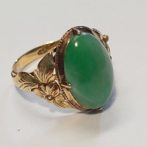 232 - An Antique Chinese Jade Ring with beautiful decorative shank.
- 22ct Gold
- 140 years old