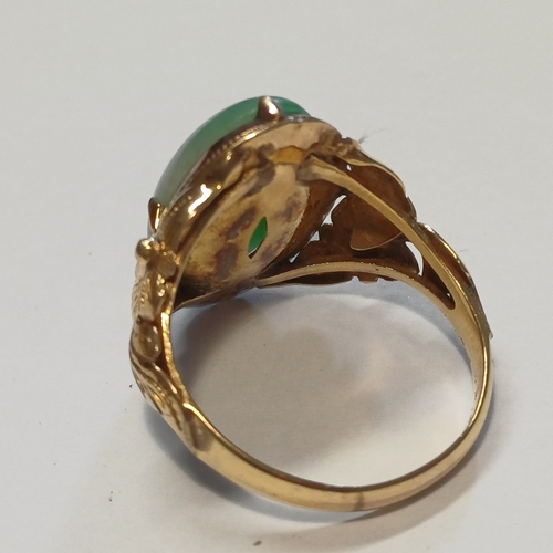 232 - An Antique Chinese Jade Ring with beautiful decorative shank.
- 22ct Gold
- 140 years old