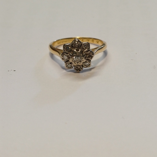 234 - A Diamond Cluster Ring
- Set in 18ct Yellow Gold
- circa 1960's