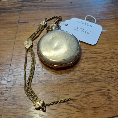 236 - Gold Plated Pocket Watch with a really lovely decorative chain.