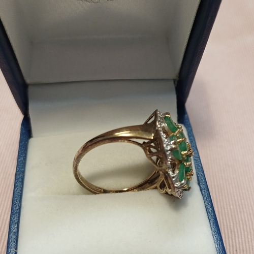 246 - A very lovely Emerald and Diamond Ring 
- set in 925 silver