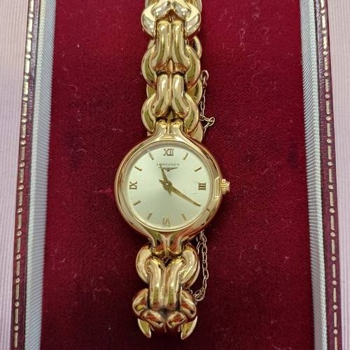 251 - Ladies Longines Watch. Very Lovely, Boxed and has spare links
- circa 1970's
- In gold colour