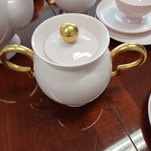 53 - This is a very pretty and fine Bone China Johann Haviland Bavaria Tea Set in a Light Pink with Gold ... 