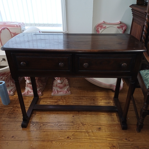 58 - Ercol Dark Side Table / Console Table with two drawers
Size: W - 115cm D - 47.5 - H 85cm