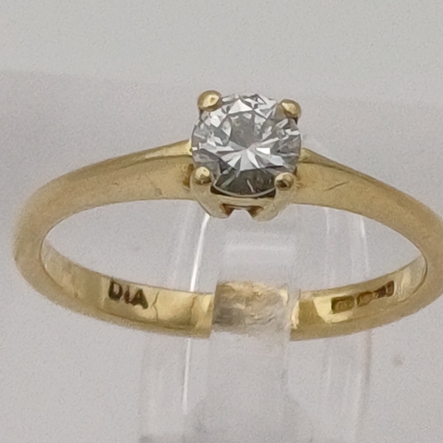 10 - A Solitaire Diamond Ring
- diamond 0.25ct
- weight 2.26g
- size I
- 18ct yellow gold