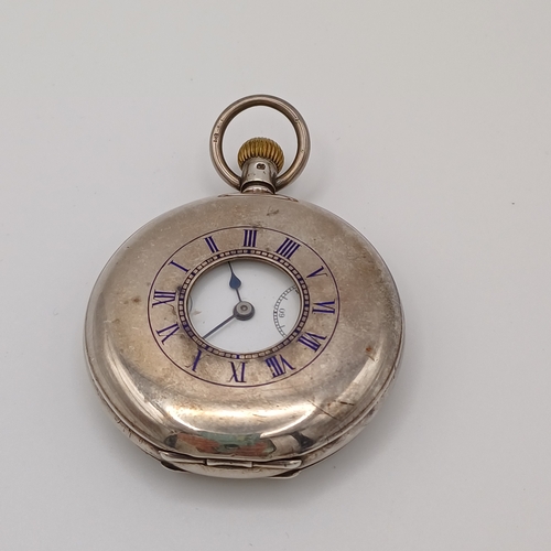 61A - Silver Half Hunter Pocket Watch.