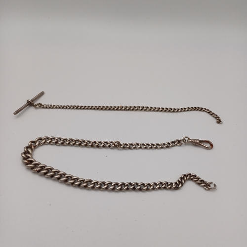 63 - Here we have two Albert Chains in Silver
One measures 7 inches and the other 12 inches