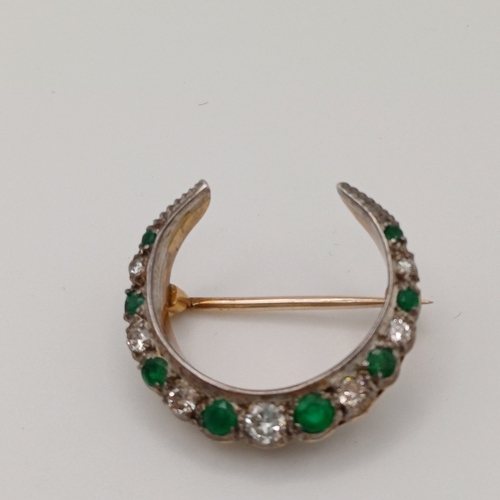 68 - Victorian Emerald and Diamond Brooch 18ct Gold