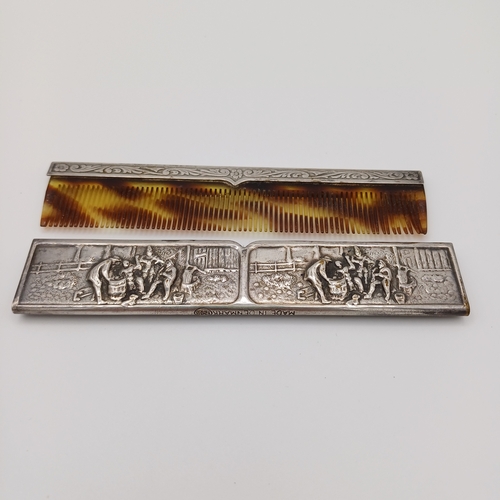 69 - 1950's Danish Tortoiseshell Comb in a Silver Case a really lovely piece.