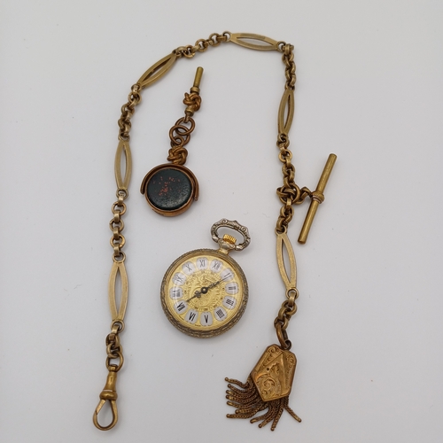 72 - Here we have a very pretty Pocket Watch with a Pinch Back Chain and Fob.