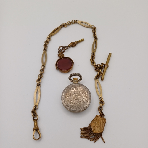 72 - Here we have a very pretty Pocket Watch with a Pinch Back Chain and Fob.