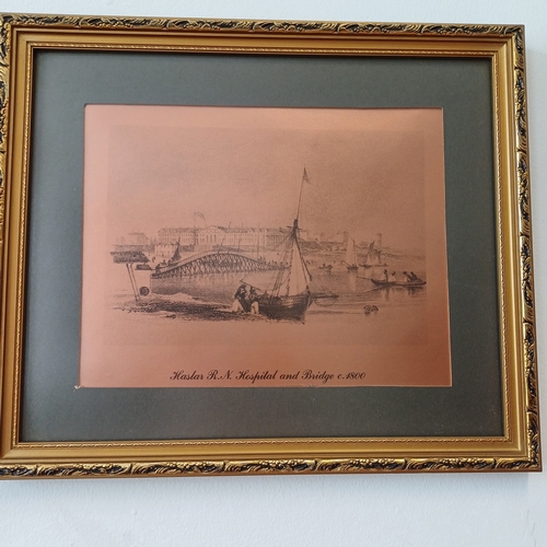 76 - Set out Four Copper Plate Prints of Gosport:
- Railway Terminus 1841
- Haslar Hospital and Bridge 18... 