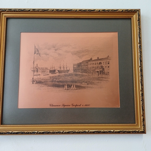 76 - Set out Four Copper Plate Prints of Gosport:
- Railway Terminus 1841
- Haslar Hospital and Bridge 18... 