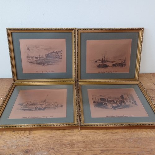 76 - Set out Four Copper Plate Prints of Gosport:
- Railway Terminus 1841
- Haslar Hospital and Bridge 18... 