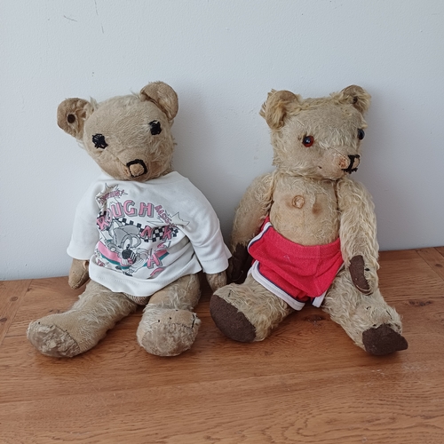 85 - Here we have a pair of very well loved Steiff Bears one sporting  pair of shorts and the other a t-s... 