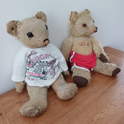 85 - Here we have a pair of very well loved Steiff Bears one sporting  pair of shorts and the other a t-s... 