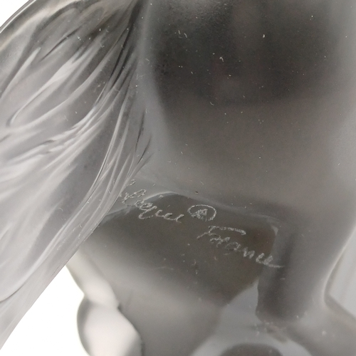 88 - A signed Lalique Galloping Horse in Smoked Glass