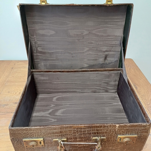 95 - An Antique Crocodile Case.  The interior is in very good condition.  It has a key and the locks are ... 