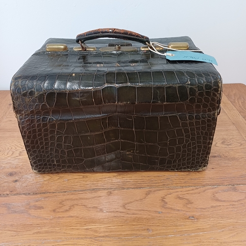 97 - This is a stunning Crocodile Vanity Case in a Dark Green.  The interior would need to be re-lined, b... 