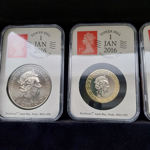 104 - 2016 Datestamp Specimen Year Set consisting of 8 coins 
1 x £; 5 x £2; 1 x £1 and 1 x 50p