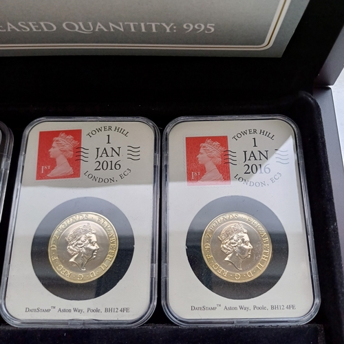 104 - 2016 Datestamp Specimen Year Set consisting of 8 coins 
1 x £; 5 x £2; 1 x £1 and 1 x 50p