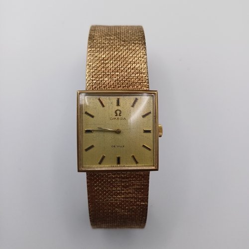 114 - 1970's Omega De Ville with 9ct Gold Strap.  Weight is 59g