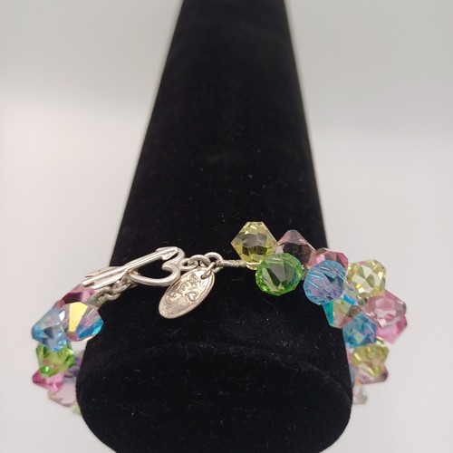 4 - Krishna Bracelet in Silver with White, Yellow, Blue, Green, Pink and Grey Stones.