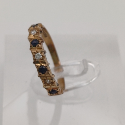 16 - Here we have a Sapphire and Diamond Eternity Ring
- 4 x sapphires
- 3 x diamonds
- 9ct yellow gold
-... 