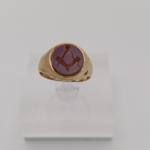 22 - Antique Gent's Masonic Sardonyx Signet Ring
- circa 1920's
- size N
- weight 4.35g
- 9ct yellow gold