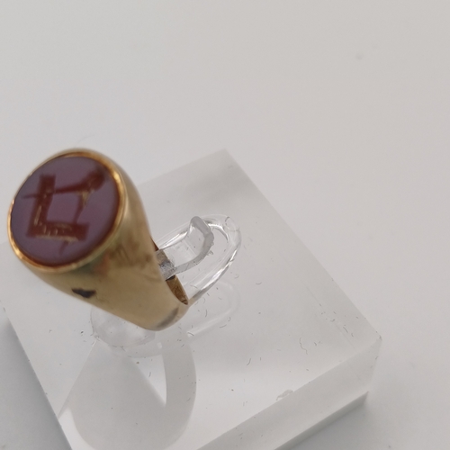 22 - Antique Gent's Masonic Sardonyx Signet Ring
- circa 1920's
- size N
- weight 4.35g
- 9ct yellow gold