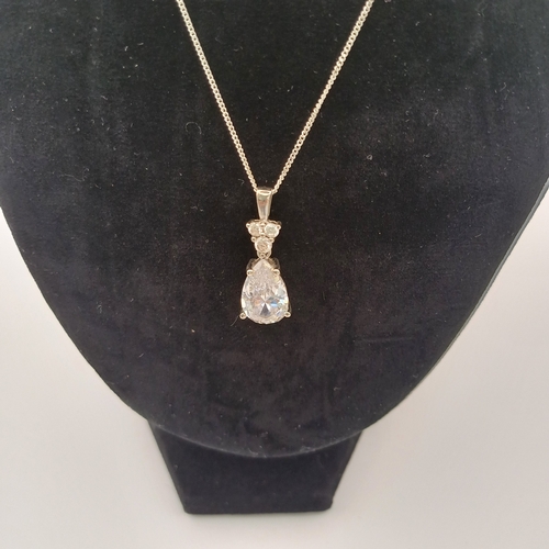 35 - Beautiful CZ Stone Silver Pendant with 17