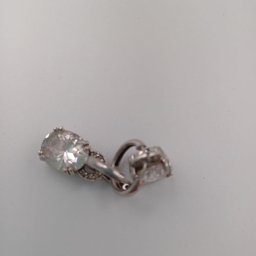 43 - Two Paris of CZ Stone Silver Drop Earrings